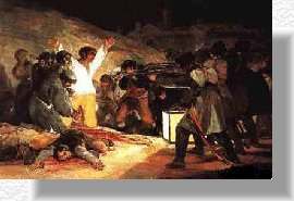 El Tres de Mayo de 1808, en Madrid: los fusilamientos en la Monta�a del Principe Pio, Goya 1814, Oleo sobre tela, 266x345 cm. Museo del Prado (Madrid)